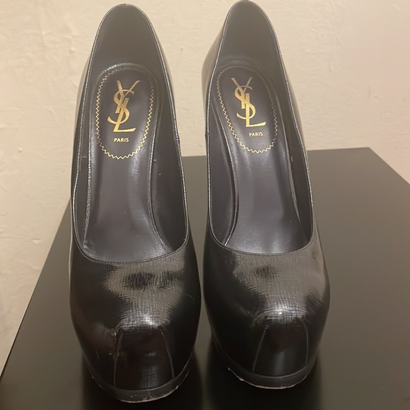 Ysl Saint Laurent navy patent pump with dust bag - Picture 2 of 8